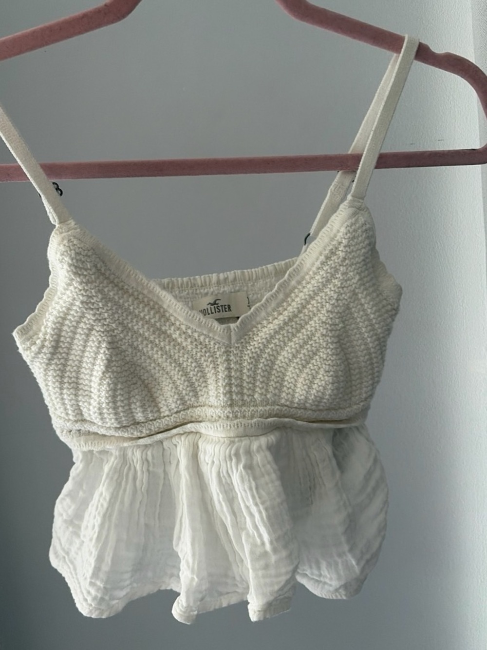 Hollister Cream Crochet Peplum Camisole